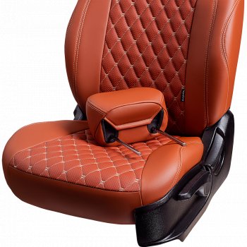 14 999 р. Чехлы для сидений Lord Autofashion Байрон (экокожа, 60/40, подлокотник, 3 Г-образных подголовника)  Toyota RAV4  XA40 (2012-2019) 5 дв. дорестайлинг, 5 дв. рестайлинг (Коричневый, вставка коричневая, строчка бежевая)  с доставкой в г. Керчь. Увеличить фотографию 5