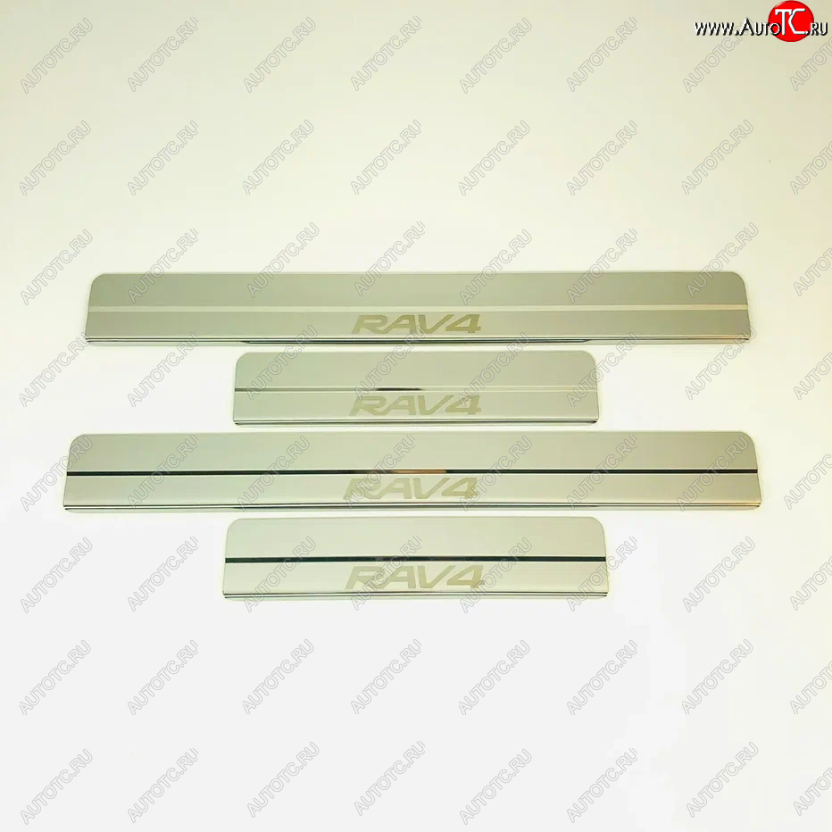 2 199 р. Накладки порожков салона INOX Toyota RAV4 XA40 5 дв. рестайлинг (2015-2019) (Нержавеющая сталь)  с доставкой в г. Керчь