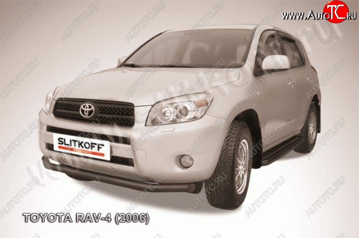 6 299 р. Защита переднего бампер Slitkoff  Toyota RAV4  XA305 (2005-2009) 5 дв. дорестайлинг (Цвет: серебристый)  с доставкой в г. Керчь