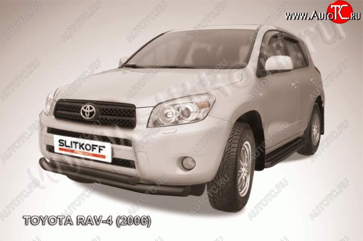 9 999 р. Защита переднего бампер Slitkoff  Toyota RAV4  XA305 (2005-2009) 5 дв. дорестайлинг (Цвет: серебристый)  с доставкой в г. Керчь