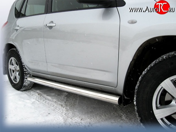 13 649 р. Защита порогов из круглой трубы диаметром 76 мм Slitkoff  Toyota RAV4  XA305 (2005-2009) 5 дв. дорестайлинг (Цвет: нержавеющая полированная сталь)  с доставкой в г. Керчь