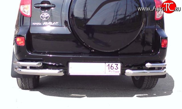 8 799 р. Защита заднего бампера (двойные углы d63 и 42 мм) Металл Дизайн Toyota RAV4 XA305 5 дв. дорестайлинг (2005-2009)  с доставкой в г. Керчь
