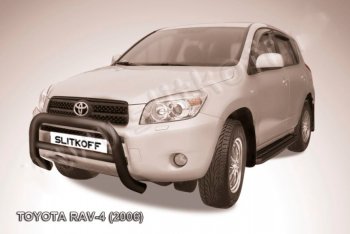29 899 р. Защита переднего бампера Slitkoff (Ø76 мм, низкая)  Toyota RAV4  XA305 (2005-2009) 5 дв. дорестайлинг (Нержавейка полированная)  с доставкой в г. Керчь. Увеличить фотографию 2