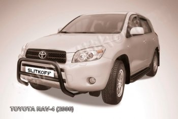 21 999 р. Защита переднего бампера Slitkoff (Ø57 мм, низкая) Toyota RAV4 XA305 5 дв. дорестайлинг (2005-2009) (Нержавейка полированная)  с доставкой в г. Керчь. Увеличить фотографию 2