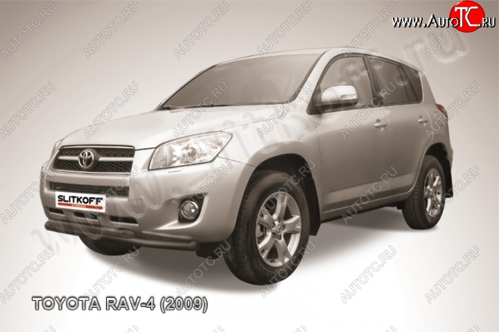 9 299 р. Защита переднего бампер Slitkoff Toyota RAV4 XA30 5 дв. удлиненный 1-ый рестайлинг (2009-2010) (Цвет: серебристый)  с доставкой в г. Керчь