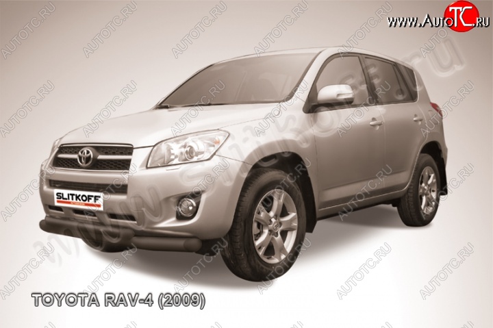 9 999 р. Защита переднего бампер Slitkoff  Toyota RAV4  XA30 (2008-2010) 5 дв. 1-ый рестайлинг (Цвет: серебристый)  с доставкой в г. Керчь