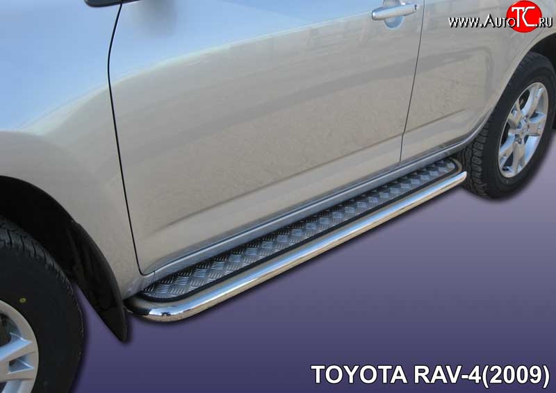 15 499 р. Широкая защита порогов с трубой диаметром 57 мм Slitkoff  Toyota RAV4  XA30 (2008-2010) 5 дв. 1-ый рестайлинг (Цвет: нержавеющая полированная сталь)  с доставкой в г. Керчь