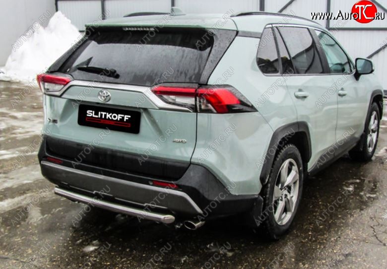 8 999 р. Защита заднего бампера Slitkoff (d57)  Toyota RAV4  XA50 (2018-2025) 5 дв. дорестайлинг (Нержавейка, Без окраски)  с доставкой в г. Керчь