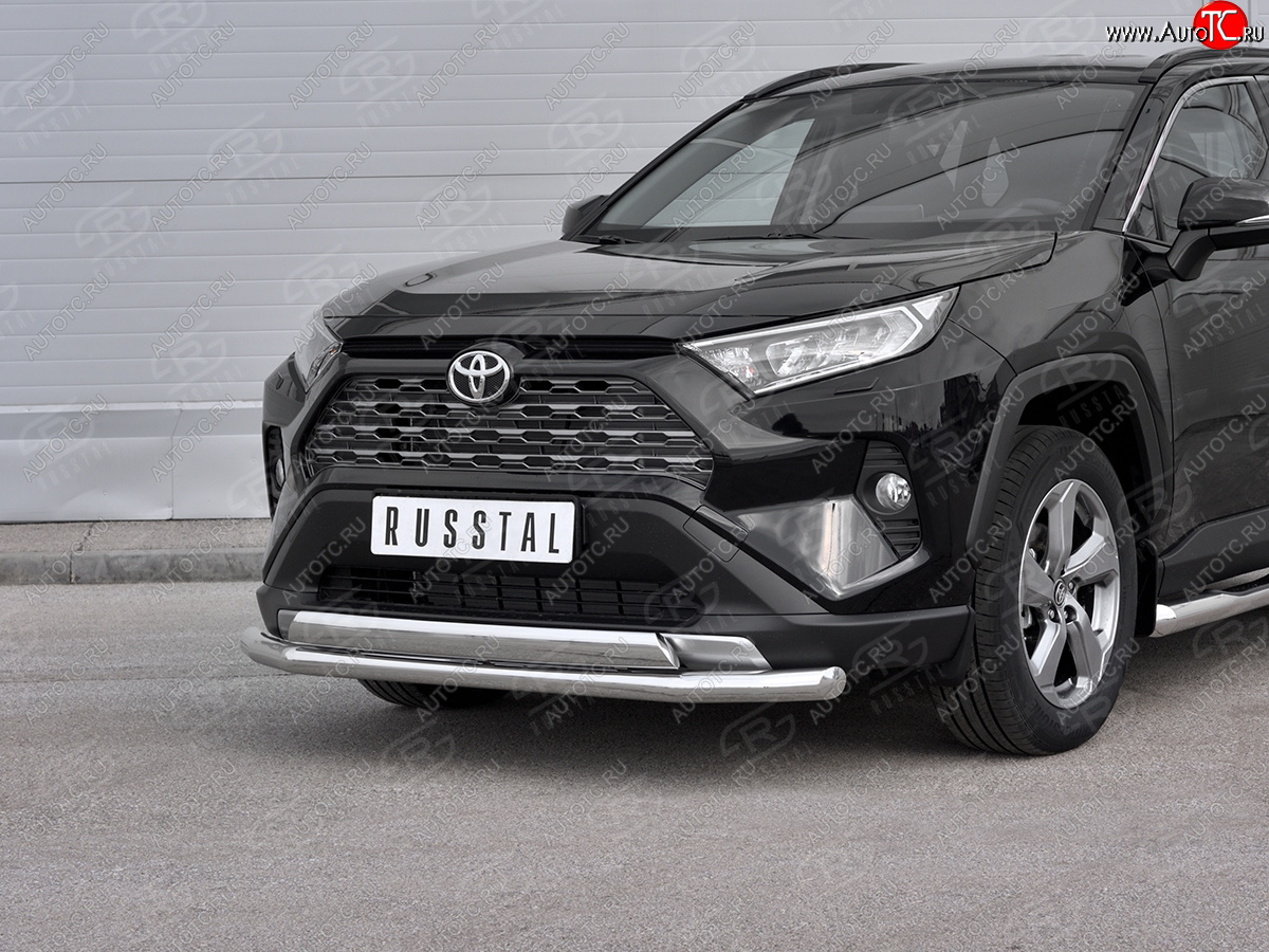 16 399 р. Защита переднего бампера (2 трубы Ø63 и 75х42 мм, нержавейка) Russtal Toyota RAV4 XA50 5 дв. дорестайлинг (2018-2025)  с доставкой в г. Керчь