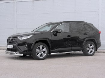 16 399 р. Защита переднего бампера (2 трубы Ø63 и 75х42 мм, нержавейка) Russtal Toyota RAV4 XA50 5 дв. дорестайлинг (2018-2025)  с доставкой в г. Керчь. Увеличить фотографию 4