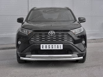 16 399 р. Защита переднего бампера (2 трубы Ø63 и 75х42 мм, нержавейка) Russtal Toyota RAV4 XA50 5 дв. дорестайлинг (2018-2025)  с доставкой в г. Керчь. Увеличить фотографию 2