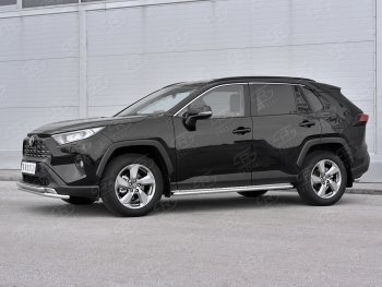 18 899 р. Защита переднего бампера (2 трубы Ø42 мм, нержавейка) SLITKOFF  Toyota RAV4  XA50 (2018-2025) 5 дв. дорестайлинг  с доставкой в г. Керчь. Увеличить фотографию 2