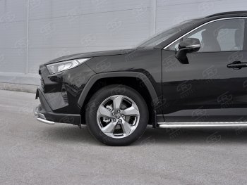 18 899 р. Защита переднего бампера (2 трубы Ø42 мм, нержавейка) SLITKOFF  Toyota RAV4  XA50 (2018-2025) 5 дв. дорестайлинг  с доставкой в г. Керчь. Увеличить фотографию 4