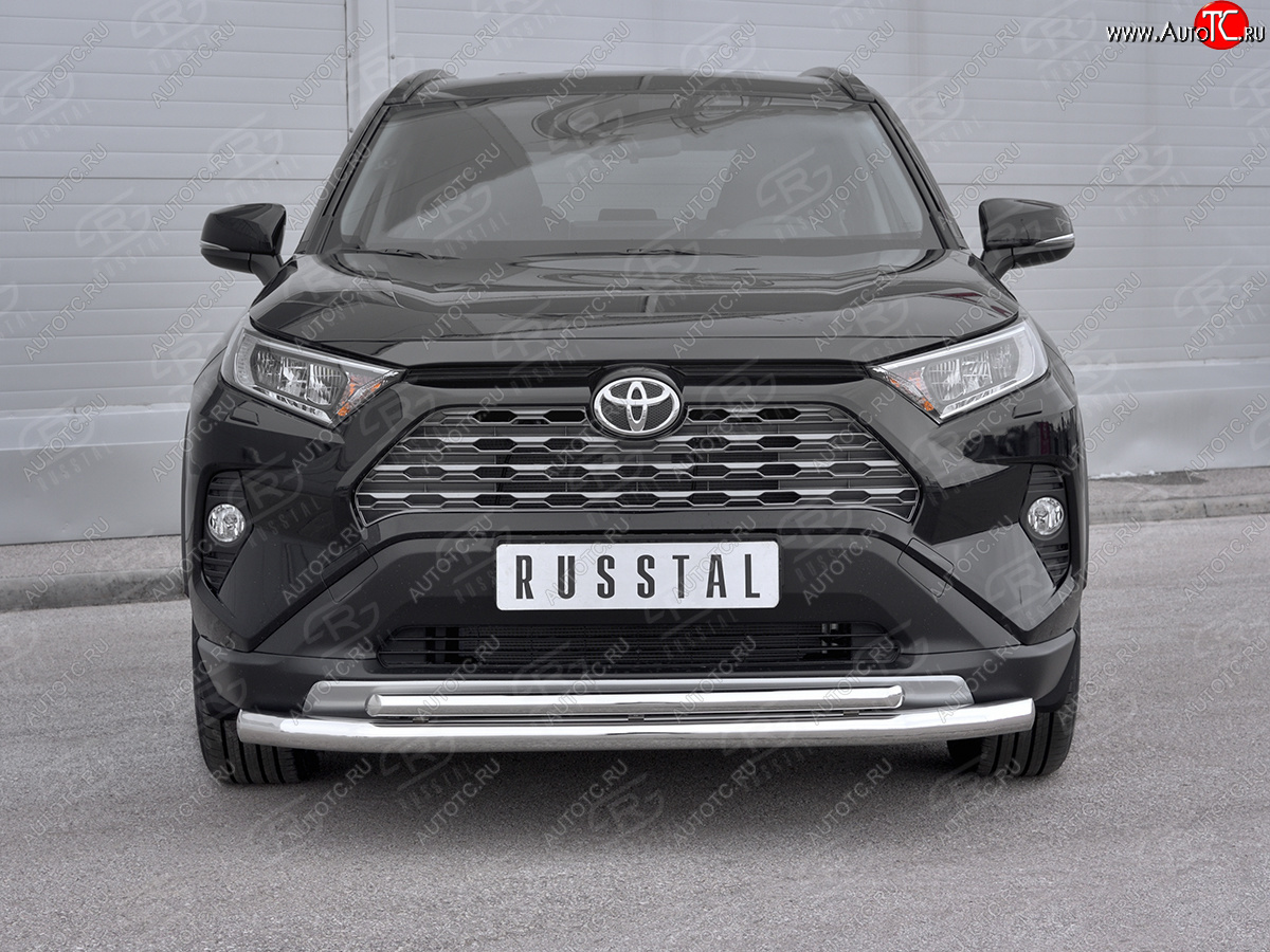 19 999 р. Защита переднего бампера (2 трубы Ø63 и 42 мм, нержавейка) SLITKOFF  Toyota RAV4  XA50 (2018-2025) 5 дв. дорестайлинг  с доставкой в г. Керчь
