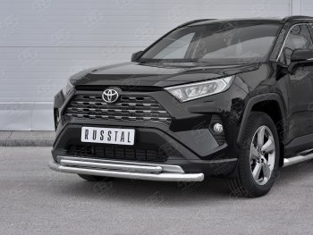 19 999 р. Защита переднего бампера (2 трубы Ø63 и 42 мм, нержавейка) SLITKOFF  Toyota RAV4  XA50 (2018-2025) 5 дв. дорестайлинг  с доставкой в г. Керчь. Увеличить фотографию 2