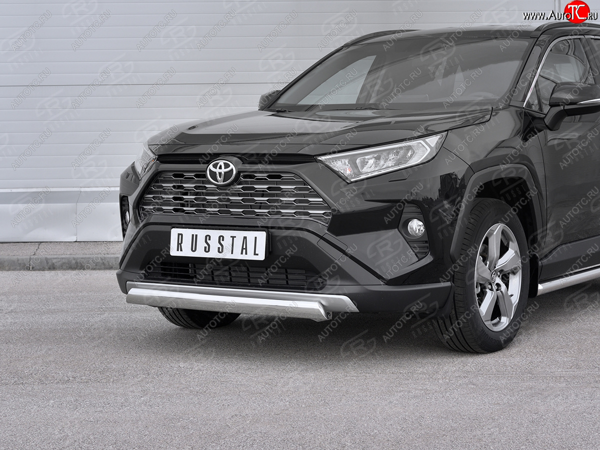 11 999 р. Защита переднего бампера (Ø75х42 мм, нержавейка) Russtal Toyota RAV4 XA50 5 дв. дорестайлинг (2018-2025)  с доставкой в г. Керчь