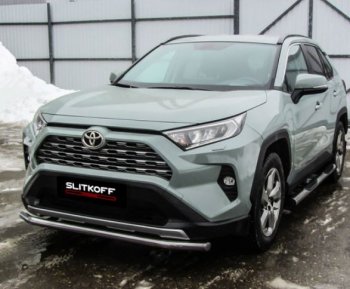 10 749 р. Защита переднего бампера Slitkoff (Ø57 мм)  Toyota RAV4  XA50 (2018-2025) 5 дв. дорестайлинг (Нержавейка)  с доставкой в г. Керчь. Увеличить фотографию 2