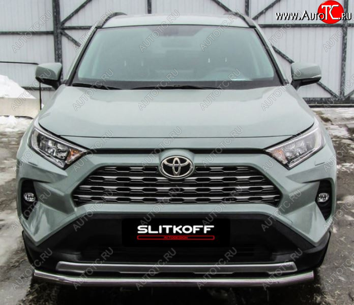 10 749 р. Защита переднего бампера Slitkoff (Ø57 мм)  Toyota RAV4  XA50 (2018-2025) 5 дв. дорестайлинг (Нержавейка)  с доставкой в г. Керчь