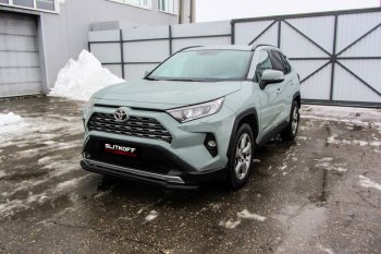 Защита переднего бампера Slitkoff (Ø57 и 42 мм) Toyota RAV4  XA50 (2018-2025) 5 дв. дорестайлинг (Сталь с полимерным покрытием в цвет: черный)