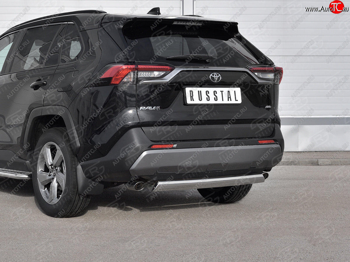 12 299 р. Защита заднего бампера (Ø75х42 мм, нержавейка) Russtal Toyota RAV4 XA50 5 дв. дорестайлинг (2018-2025)  с доставкой в г. Керчь