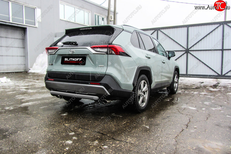 6 399 р. Защита заднего бампера Slitkoff (Ø57 мм)  Toyota RAV4  XA50 (2018-2025) 5 дв. дорестайлинг (Сталь с полимерным покрытием в цвет: серебристый)  с доставкой в г. Керчь