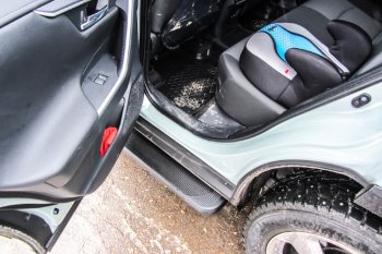 13 349 р. Пороги алюминиевые Slitkoff  Toyota RAV4  XA50 (2018-2025) 5 дв. дорестайлинг (Optima Black )  с доставкой в г. Керчь. Увеличить фотографию 5
