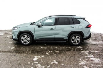 13 349 р. Пороги алюминиевые Slitkoff  Toyota RAV4  XA50 (2018-2025) 5 дв. дорестайлинг (Optima Black )  с доставкой в г. Керчь. Увеличить фотографию 4