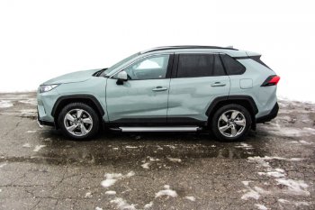 13 349 р. Пороги алюминиевые Slitkoff  Toyota RAV4  XA50 (2018-2025) 5 дв. дорестайлинг (Optima Silver)  с доставкой в г. Керчь. Увеличить фотографию 2