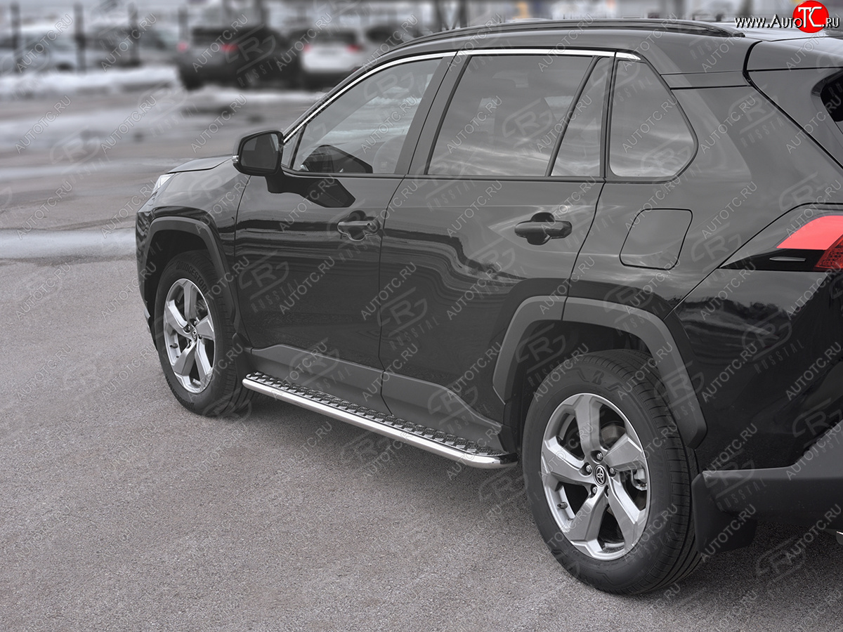 24 649 р. Пороги SLITKOFF d42 с листом  Toyota RAV4  XA50 (2018-2025) 5 дв. дорестайлинг (лист алюминий, труба нержавейка)  с доставкой в г. Керчь