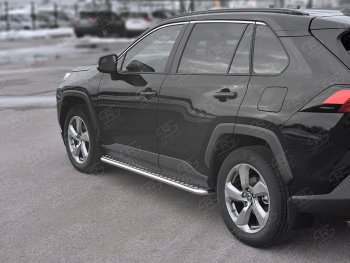22 999 р. Пороги SLITKOFF d42 с листом Toyota RAV4 XA50 5 дв. дорестайлинг (2018-2025) (лист алюминий, труба сталь)  с доставкой в г. Керчь. Увеличить фотографию 2