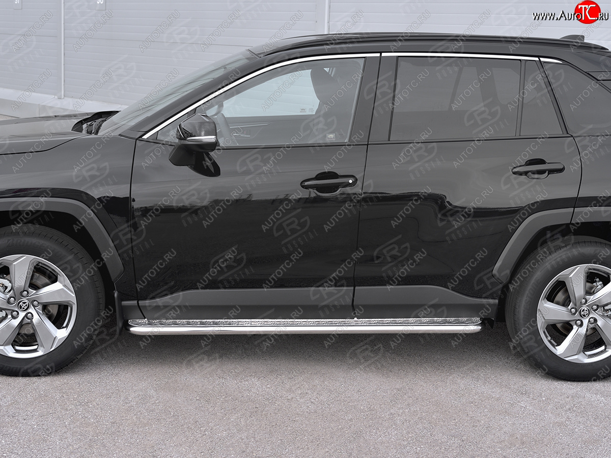 22 999 р. Пороги SLITKOFF d42 с листом Toyota RAV4 XA50 5 дв. дорестайлинг (2018-2025) (лист алюминий, труба сталь)  с доставкой в г. Керчь