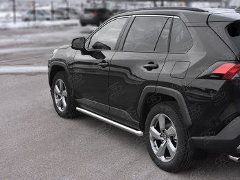 19 999 р. Защита порогов на SLITKOFF труба d63  Toyota RAV4  XA50 (2018-2025) 5 дв. дорестайлинг (защита порогов со скосами на торцах)  с доставкой в г. Керчь. Увеличить фотографию 2