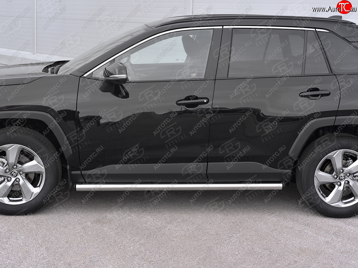 18 799 р. Защита порогов на SLITKOFF труба d63 Toyota RAV4 XA50 5 дв. дорестайлинг (2018-2025) (защита порогов с заглушками на торцах)  с доставкой в г. Керчь