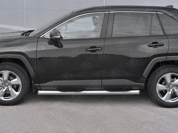 24 549 р. Защита порогов на SLITKOFF d76 с накладкой  Toyota RAV4  XA50 (2018-2025) 5 дв. дорестайлинг (защита порогов со скосами на торцах)  с доставкой в г. Керчь. Увеличить фотографию 3