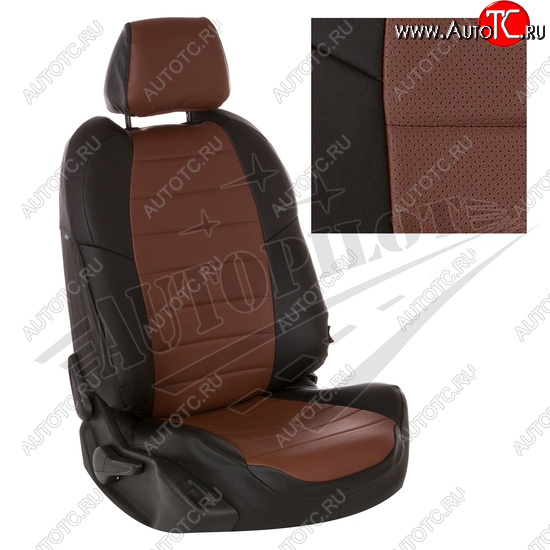 8 399 р. Чехлы сидений AUTOPILOT Экокожа (40/60 с подлокотником)  Toyota RAV4  XA50 (2018-2025) 5 дв. дорестайлинг (Черный + Темно коричневый)  с доставкой в г. Керчь