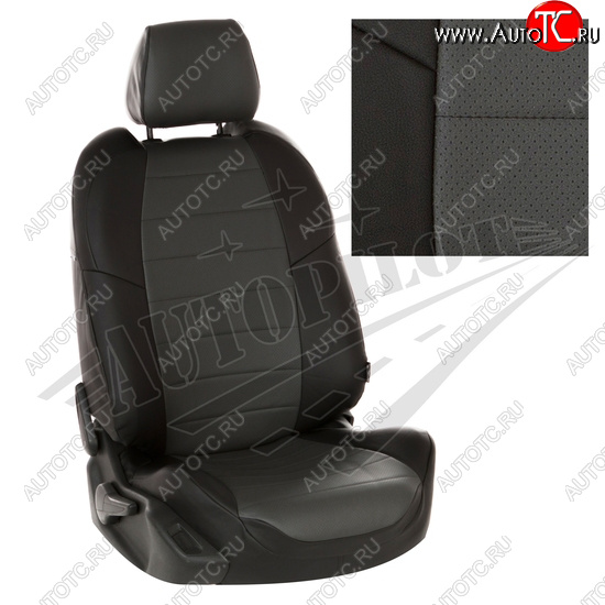 8 399 р. Чехлы сидений AUTOPILOT Экокожа (40/60 с подлокотником)  Toyota RAV4  XA50 (2018-2025) 5 дв. дорестайлинг (Черный + Темно серый)  с доставкой в г. Керчь