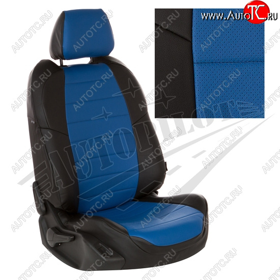 13 849 р. Чехлы сидений AUTOPILOT Экокожа (40/60 с подлокотником)  Toyota RAV4  XA50 (2018-2025) 5 дв. дорестайлинг (Черный + Синий)  с доставкой в г. Керчь