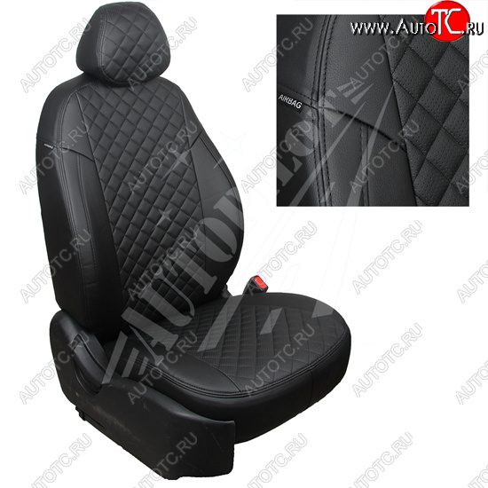 14 249 р. Чехлы сидений AUTOPILOT Экокожа Ромб (40/60, с вырезом под подлокотник). Toyota RAV4 XA50 5 дв. дорестайлинг (2018-2025) (Черный + Черный)  с доставкой в г. Керчь