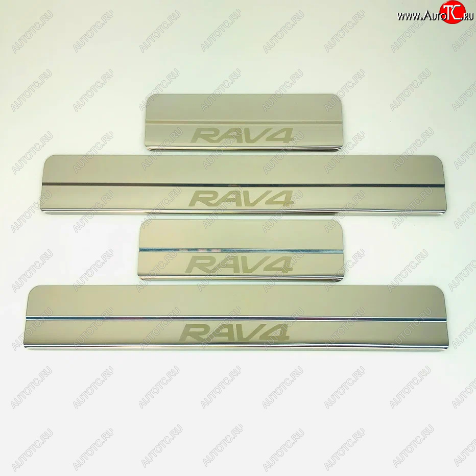 2 199 р. Накладки порожков салона INOX Toyota RAV4 XA50 5 дв. дорестайлинг (2018-2025) (Нержавеющая сталь)  с доставкой в г. Керчь