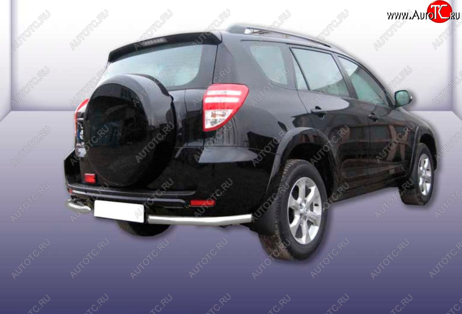 5 949 р. Защита заднего бампера Slitkoff (Ø 57 мм, уголки)  Toyota RAV4  XA30 (2009-2010) 5 дв. удлиненный 1-ый рестайлинг (Сталь с полимерным покрытием. Цвет: серебристый)  с доставкой в г. Керчь