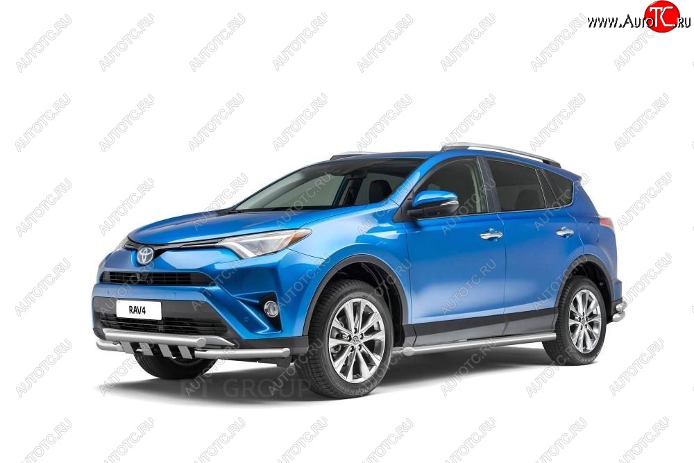 26 239 р. Защита порогов из трубы Ø63 Petroil Tuning Toyota RAV4 XA40 5 дв. рестайлинг (2015-2019) (Нержавеющая полированная сталь)  с доставкой в г. Керчь