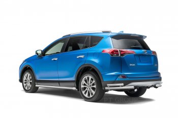 26 239 р. Защита порогов из трубы Ø63 Petroil Tuning Toyota RAV4 XA40 5 дв. рестайлинг (2015-2019) (Нержавеющая полированная сталь)  с доставкой в г. Керчь. Увеличить фотографию 2