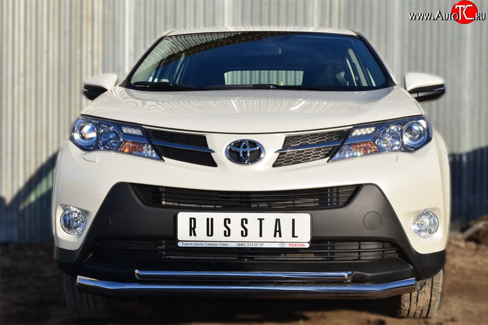 17 799 р. Защита переднего бампера (2 трубыØ63 и 42 мм, нержавейка) SLITKOFF Toyota RAV4 XA40 5 дв. дорестайлинг (2012-2015)  с доставкой в г. Керчь