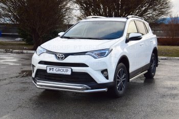 23 799 р. Защита переднего бампера двойная из труб d63/63 мм Petroil Tuning  Toyota RAV4  XA40 (2015-2019) 5 дв. рестайлинг (Нержавеющая полированная сталь)  с доставкой в г. Керчь. Увеличить фотографию 2