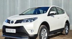 83 999 р. Защита порогов с пластиковыми вставками для ног из круглой трубы диаметром 76 мм Russtal Toyota RAV4 XA40 5 дв. дорестайлинг (2012-2015) (Защита порогов с со скосами на торцах (вариант 1))  с доставкой в г. Керчь. Увеличить фотографию 4