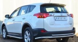 16 999 р. Защита заднего бампера (Ø63 и 42 мм, нержавейка) SLITKOFF  Toyota RAV4  XA40 (2012-2015) 5 дв. дорестайлинг  с доставкой в г. Керчь. Увеличить фотографию 2