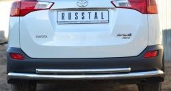 Защита заднего бампера (Ø63 и 42 мм, нержавейка) SLITKOFF Toyota RAV4  XA40 (2012-2015) 5 дв. дорестайлинг