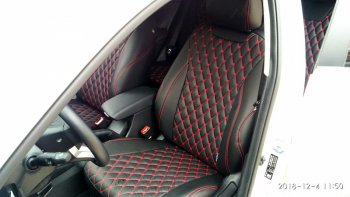 19 649 р. Чехлы для сидений Lord Autofashion Байрон (экокожа) Toyota RAV4 XA40 5 дв. дорестайлинг (2012-2015) (Чёрный, вставка чёрная, строчка красная)  с доставкой в г. Керчь. Увеличить фотографию 3