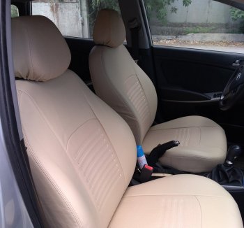 5 499 р. Чехлы для сидений Lord Autofashion Турин (экокожа) Toyota RAV4 XA40 5 дв. дорестайлинг (2012-2015) (Бежевый, вставка Бежевая)  с доставкой в г. Керчь. Увеличить фотографию 3