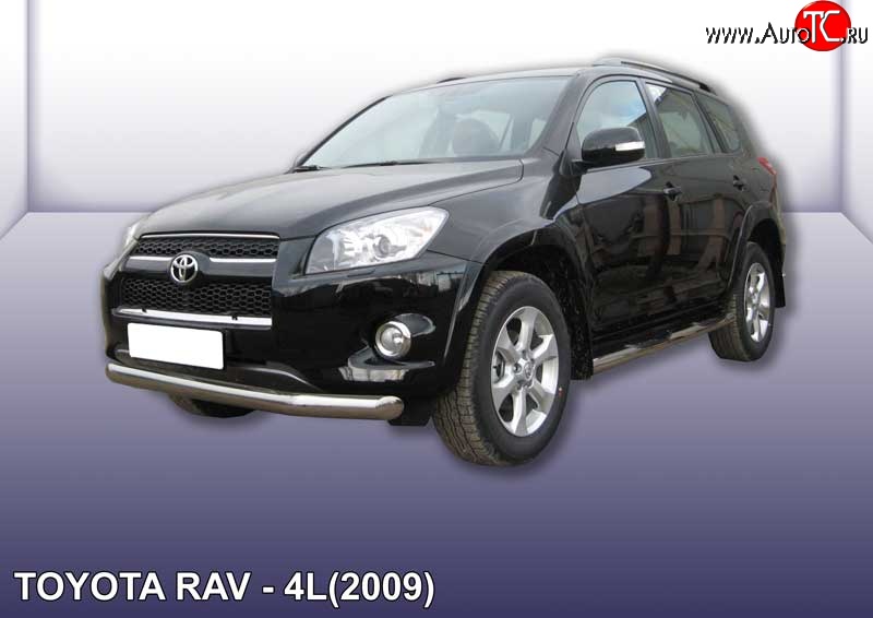 11 999 р. Одинарная защита переднего бампера диаметром 76 мм Slitkoff Toyota RAV4 XA30 5 дв. удлиненный 1-ый рестайлинг (2009-2010) (Цвет: нержавеющая полированная сталь)  с доставкой в г. Керчь
